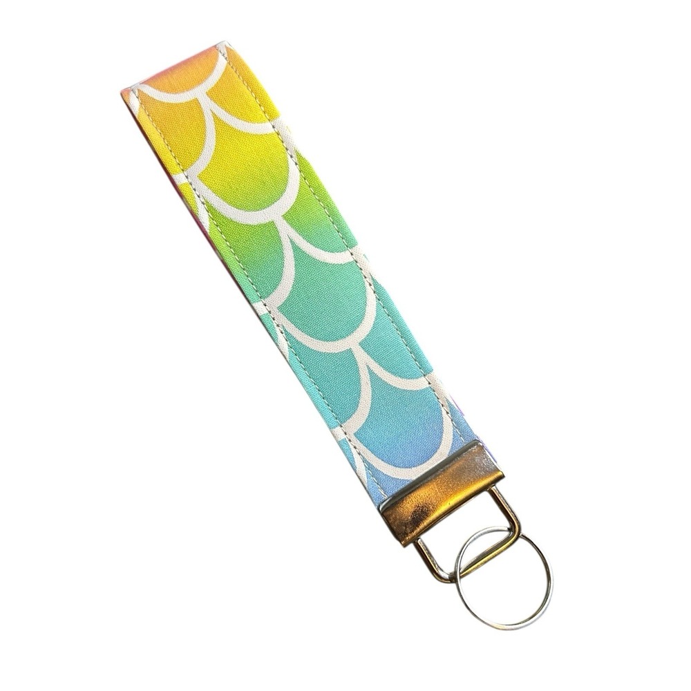Key Fob Cotton Fabric Wristlet Keychain Adorable Gradient Scales Handmade New